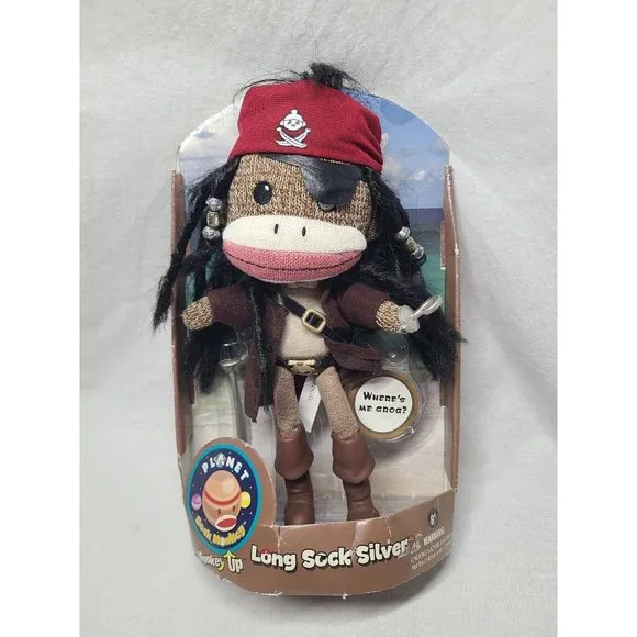Planet Sock Monkey Long Sock Silver- NEW In Box- RARE - Picture 1 of 8